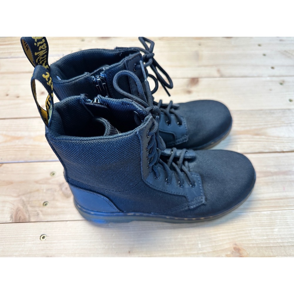 Dr Martens Kids Black Combs J Combat Boots Side Zip Lace Up Size 3 US